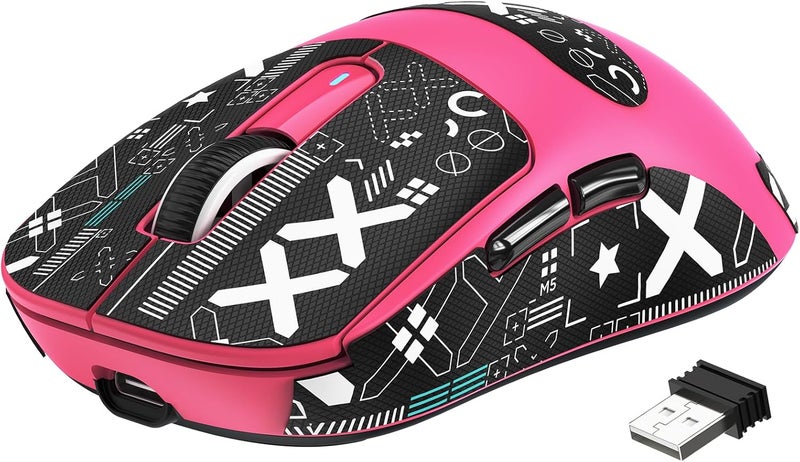 MANBASNAKE × ATTACK SHARK X3 Wireless Gaming Mouse, 49g Lightweight Triple Mode Ergonomic Computer Mouse, PAW3395 26K DPI Sensor,200h Battery Life, Griptape Programmable Buttons for PC/Mac/Win (Berry) - Image 1